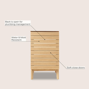 Calandre Thin Linear Slat Modern Farmhouse 2-Shelf Bath Vanity Cabinet Only (Sink Basin not Included) - JONATHAN Y
